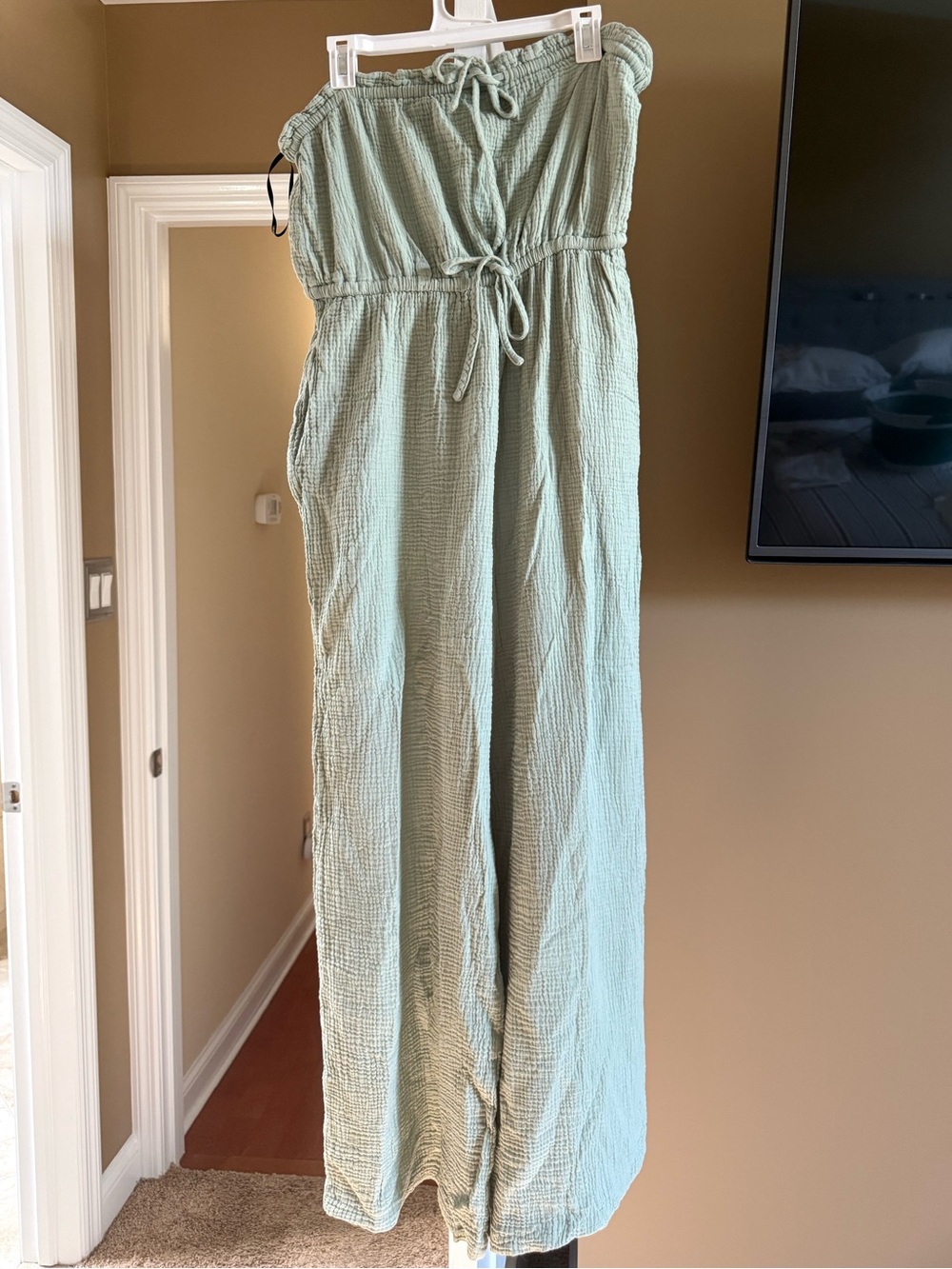Forever 21 Mint Green Strapless Gauze Jumpsuit